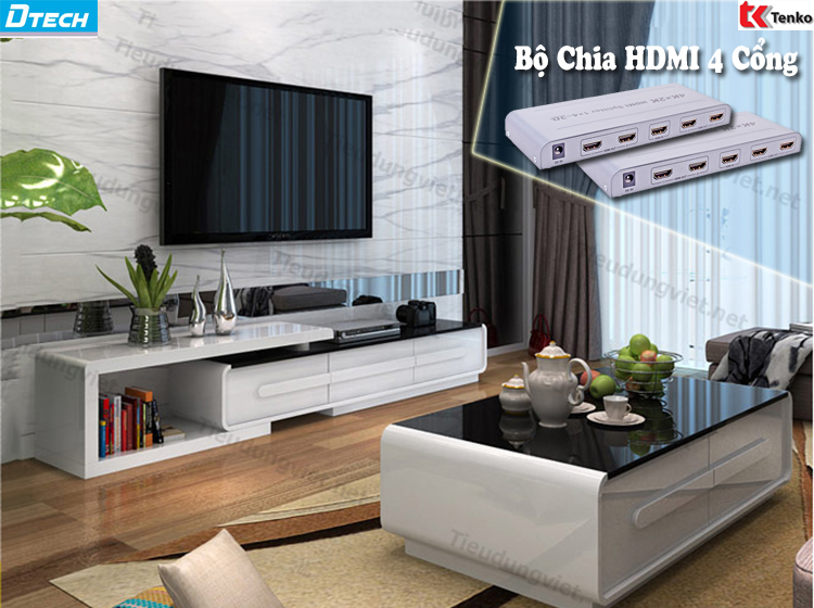 Bộ Chia HDMI 1 ra 4 Dtech DT-7144 hỗ trợ 4Kx2K