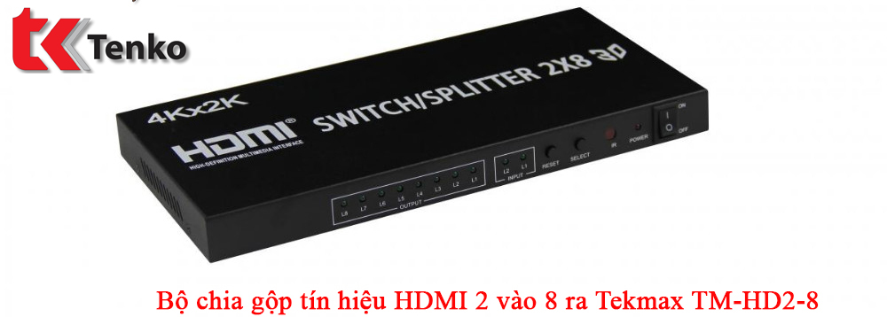 Bộ Chia HDMI 2 vào 8 ra Tekmax TM-HD2-8