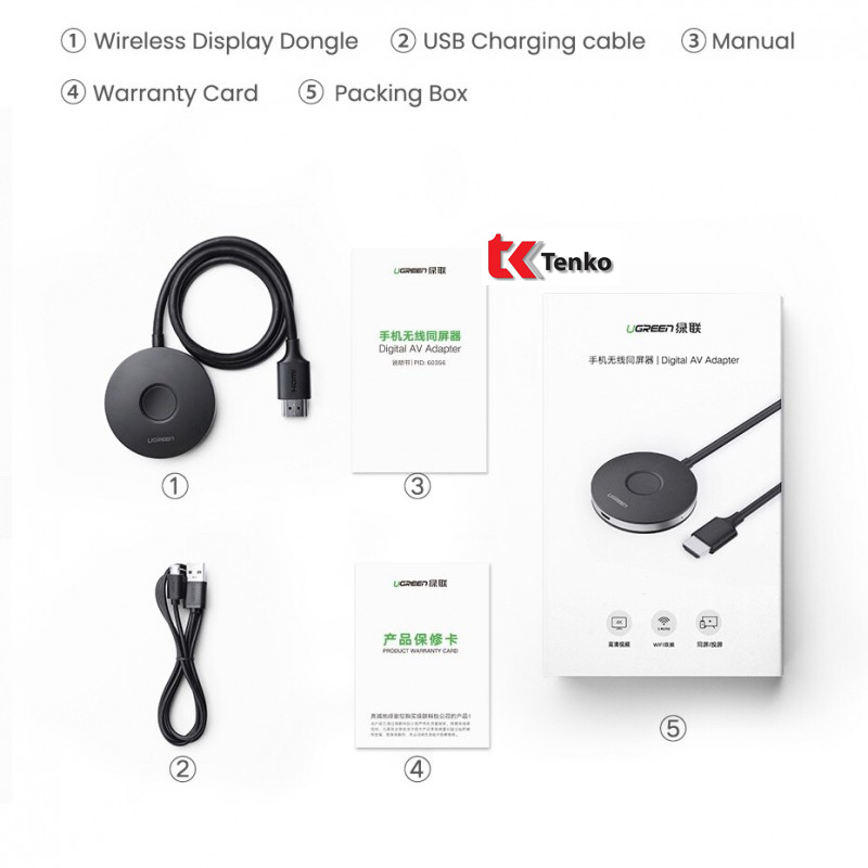 HDMI Không Dây Ugreen 60356 WiFi 2.4G/5G 4K