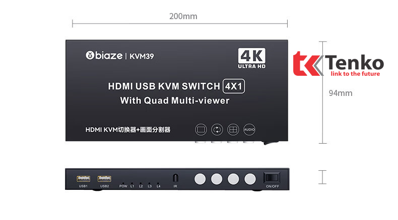 Bộ ghép 4 HDMI ra 1 màn hình 4k BIAZE KVM39