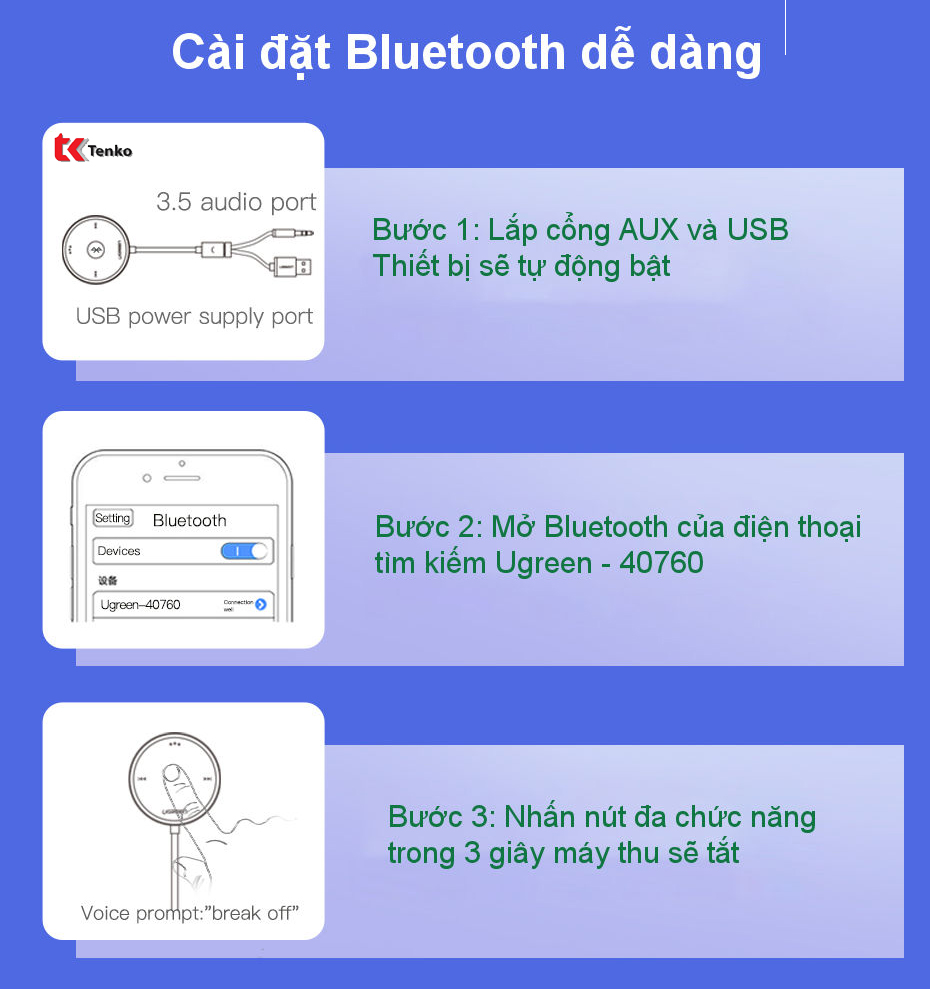 Bộ Thu Nhận Bluetooth Cho Loa, Amply Ugreen 40760