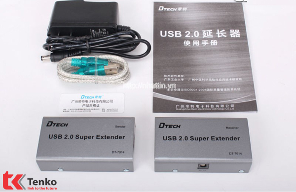 Bộ Nối Dài USB 200m Bằng Cáp Lan Dtech DT-7014