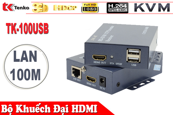 Bộ Khuếch Đại HDMI, USB Sang Lan 100m TK-100USB