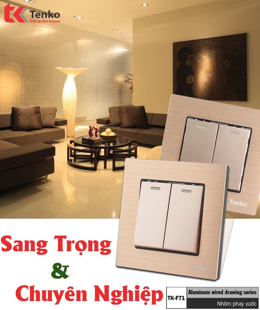 Công Tắc Điện Âm Tường 2 Nút Kim Loại TK-F71-02