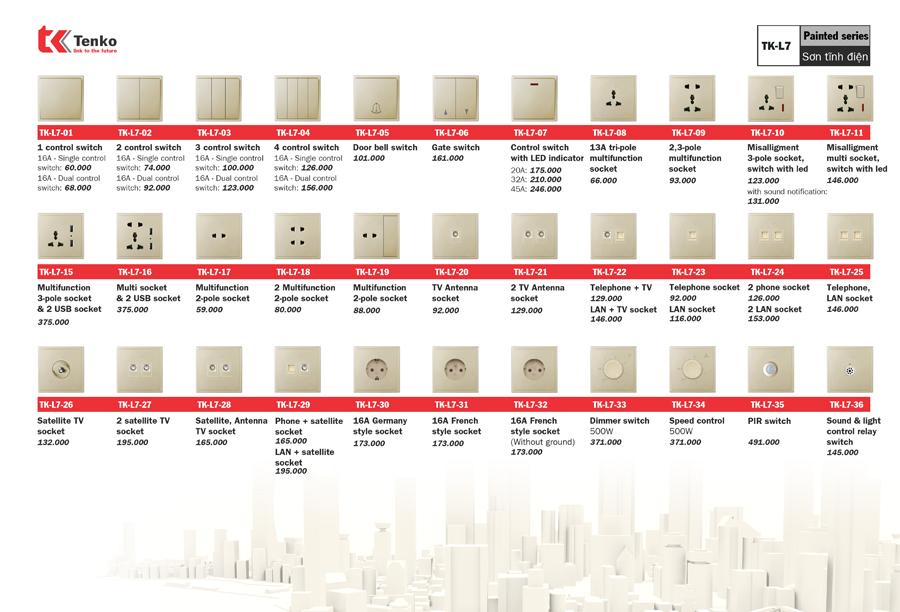 Công Tắc-Ổ Cắm Điện Âm Tường Đa Năng TK-L7