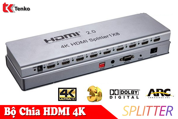 Bộ Chia HDMI 8 Cổng Hỗ Trợ 4k TEKMAX TM-4k8