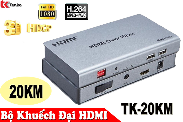 Bộ khuếch đại HDMI 20km qua cáp quang TK-20KM