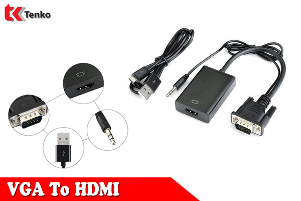 Cáp chuyển đổi VGA Audio sang HDMI hỗ trợ full HDM