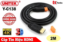 Cáp HDMI 2m - Chính Hãng Unitek Y-C138