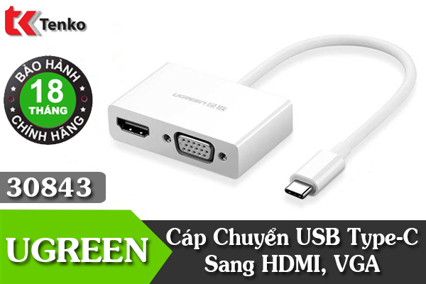Cáp USB Type-C Ra HDMI, VGA 2k * 4k Ugreen 30843