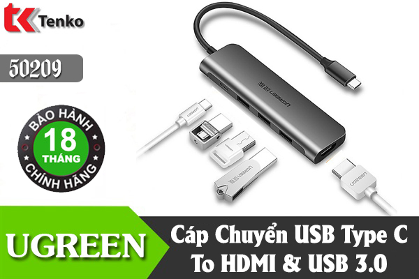 CÁP USB Type C SANG HDMI + USB 3.0 UGREEN 50209