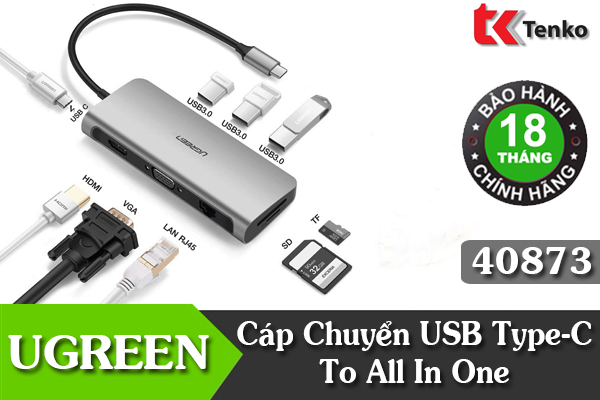 Cáp USB Type-C To HDMI/VGA/ USB 3.0/ SD/Lan 40873