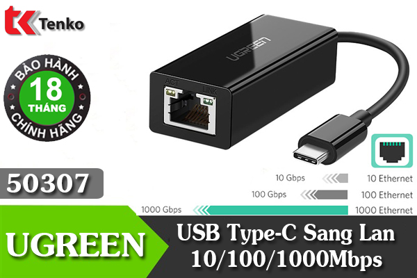 Cáp USB Type-C To Lan 10/100/1000Mbps Ugreen 50307