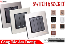 Công Tắc - Ổ Cắm Âm Tường Kim Loại Xước TK-F71