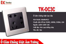 Ổ Cắm Điện Âm Tường Chống Giật Cao Cấp TK-OC3C