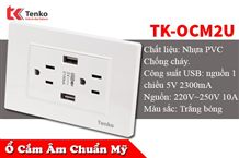 Ổ Cắm Điện Chống Giật kèm USB Chuẩn Mỹ TK-OCM2U