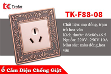 Ổ Cắm Điện Chống Giật Mạ Đồng Cao Cấp TK-F88-08