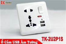 Ổ Cắm Điện Tích Hợp 2 Cổng USB Và Công Tắc TK-2U2P